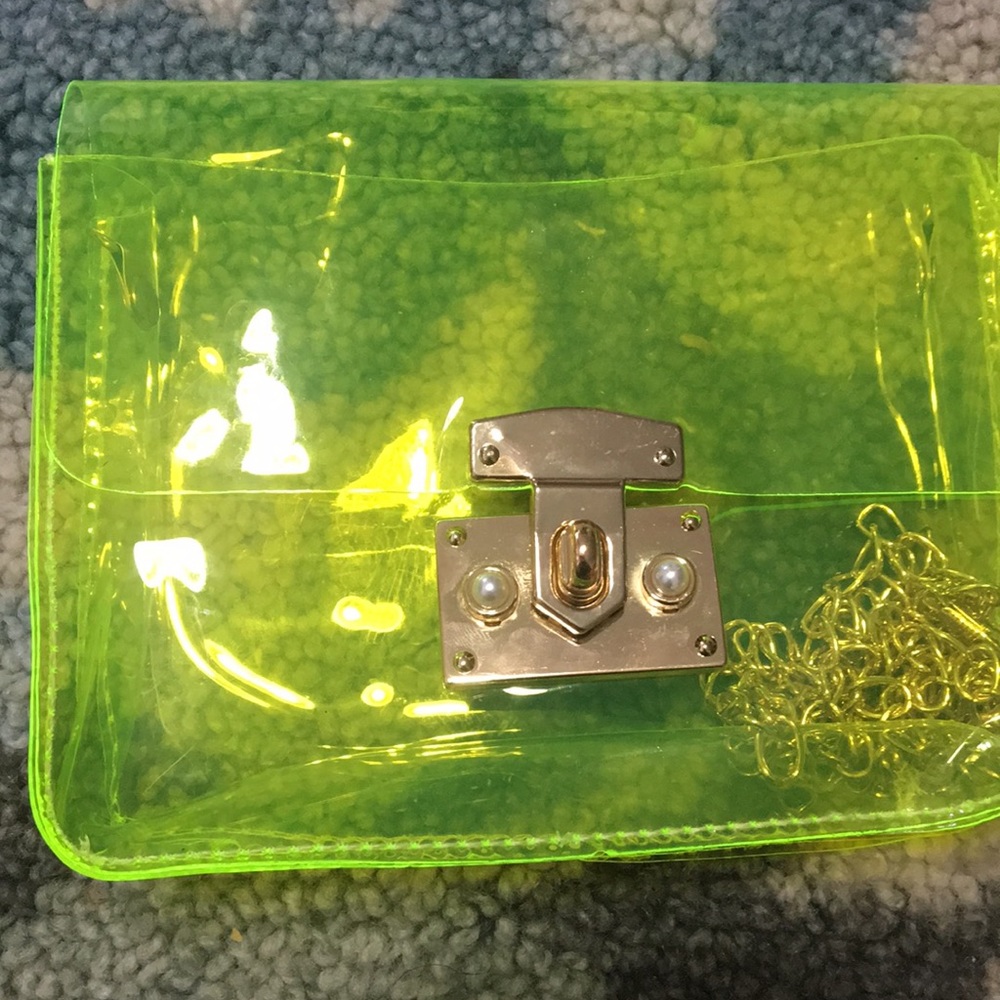 Clear neon green small crossbody bag